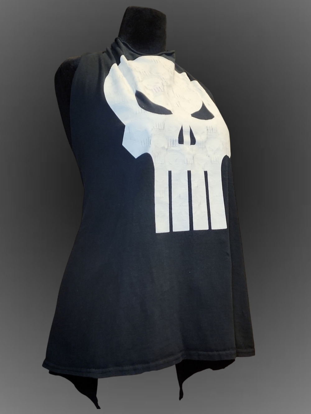 ❥DIY no sew Black Punisher Skull Graphic Halter Backless Tank Top Sleeveless❥ - Picture 4 of 6